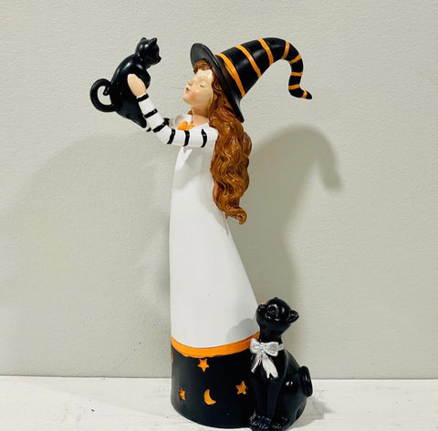 Witch and Cat Figure
