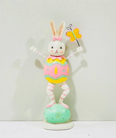 Resin Vintage Pink Easter Bunny Figurine by Johanna Parker