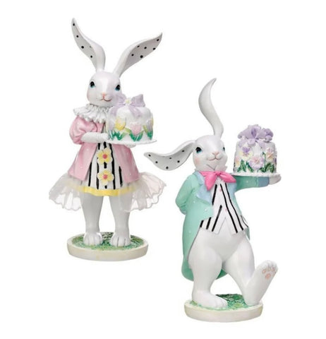 Regency International Resin Bunny with Mini Cake 9", Set of 2, Assortment In Stock Now