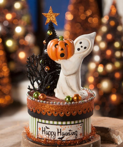 Happy Haunting Ghost on Box by Bethany Lowe