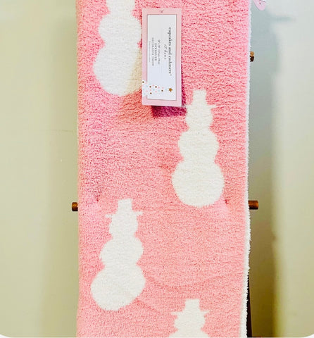 Pink Snowman Oversized Throw by Cupcakes & Cashmere In Stock Now