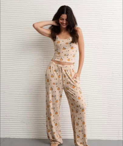 American Eagle Autumn Peanut Snoopy PJ Set