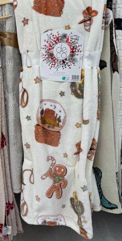 Cowboy Gingerbread Christmas Throw