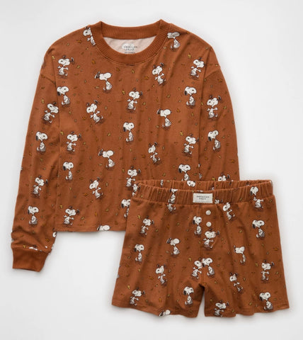 American Eagle Autumn Peanut Plush PJ Set