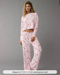American Eagle Snoopy Valentine's Day Plush Pants PJ Set