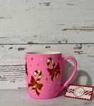 Ombre Candy Cane Bow Christmas Mug